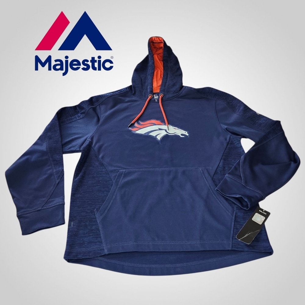 🆕️ MAJESTIC Navy Denver Broncos Hoodie - Medium